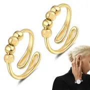 2Pcs Adjustable Fidget Spinner Rings-Gold