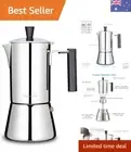 Pedro Stovetop Espresso Maker 4Cup 200ml Stainless Steel Italian Coffee Machi...