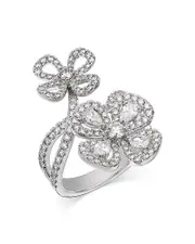 Bloomingdale's Fine Collection Diamond Pear & Round Double Flower Ring in 14K White Gold, 1.7 tcw
