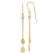 14K Two-Tone Polished D/C Love Knot Dangle Shepherd Hook Earrings