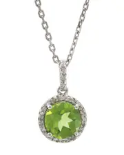 Silver 1.44 ct. tw. Diamond & Peridot Necklace