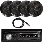 Pyle Bluetooth Marine Stereo Receiver, 4x 6.5" 150W Speakers, Radio Antenna