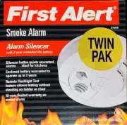 First Alert Smoke Alarm Detectors Twin Two Pack NEW Sealed SA89B With Silencer