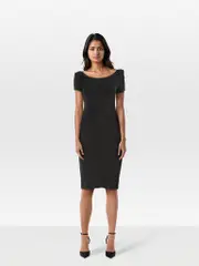 Black Frill Trim Bodycon Dress