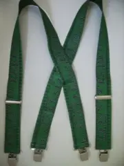 Men's X Style Suspenders, Yard Stick Pattern, Various Colors, USA Made