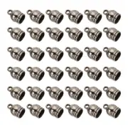 8mm Cord End Caps, 50Pcs Round Terminators Cord Findings Clasp, Black
