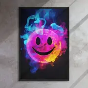 Neon smoke smiley 24x36 Framed Canvas Print