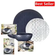 12-Piece Spidy Blue Melamine Dinnerware Set - Stylish, Durable & Dishwasher Safe