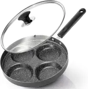 4-Cup Nonstick Egg Frying Pan with Lid, Fried Egg Pan, Omelette Pan, Mini Pancak