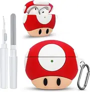 Cute Case for AirPods 4 Generation Case, New Anime Funny Cartoon AirPods 4th Gen Silicone Protective Cover, with Keychain & Cleaning Kit Shockproof Skin Cover for AirPods 4 Gen (2024) Red