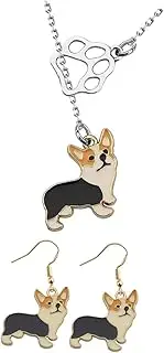 [Yardenfun] Chic Dog Shaped Earrings Plated Corgi Necklace Set Fashionable Alloy Jewelry