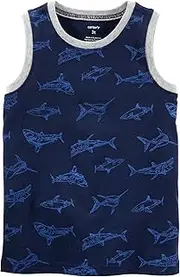 [Carter's] Little Boys' Shark Jersey Tank, Blue, 6 Months