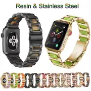 Resin Stainless Steel Band for Apple Watch Strap 38 40mm 41mm 45mm 42 44mm Belt