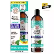 Gurunanda Oil Pulling (8 Fl.Oz) with Coconut Oil and Peppermint Oil for Oral He,