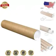 Reusable 4" x 36" Kraft Mailing Tubes with Caps - Perfect for Documents, 15 Pack