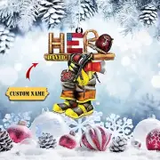 Personalized Firefighter Christmas Ornament Custom Firefighter Fireman Ornament