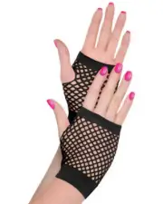 Awesome 80s Short Black Fishnet Gloves