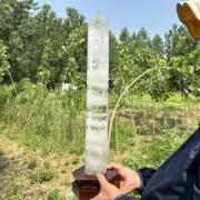 4.76kg Natural Clear quartz Obelisk Reiki Quartz Crystal Wand Point Tower+ Stand
