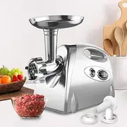 TOQUE Electric Meat Grinder 2800W Mincer, Stainless Steel Food Grinder Sausage Maker, High Volume Stainless Steel Mincer, Sausage Stuffer Tube & Kubbe Kit for Home Kitchen Use, Silver