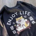 現貨 情侶裝 潮T 班服 純棉情侶T 短T 早日退休柴犬 ENJOY LIFE【YC784】快速出貨 加大尺寸 萌寵