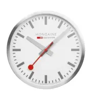 Mondaine Official Swiss Railway Wall Clock Silv/White, Diameter 25cm Genuine New