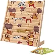 6 Tier Sling Bookshelf, Wooden Storage Book Rack Corner Wall Picture Book Bookcase, Anti-Toppling Magazine Display Organizer Cabinet for Playroom, Living Room, Kindergarten, Nursery