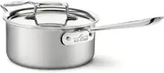 All-Clad BD55203 D5 Brushed 18/10 Stainless Steel 5-Ply Bonded Dishwasher Safe Sauce Pan with Lid Cookware, 3-Quart, Silver
