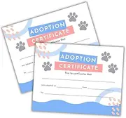 Adopted Animal Rescue Adoption Certificate | 50 pk 8.5x11” Dog Training Award Dog Cat Shelter Agency Foundation Adoption Day