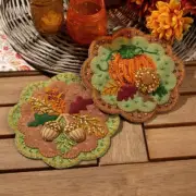 Bucilla Felt Applique Christmas Wall Hangings PUMPKIN PATCH PAIR