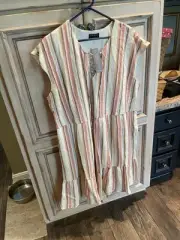 Lane Bryant size 16 summer dress midi lined striped