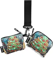 [XYMZR] Mini Zip Around Wristlet keychain Wallet Christmas Cookie Tree Star for Women Personalized Pattern Detachable Dual Pouch Wristlet Portable Wallet Phone Coin Purse, Multi-colored, One Size