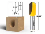 3/4" Diameter Core Box Router Bit - 1/2" Shank - Yonico 19114