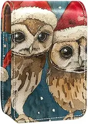 Lipstick Case,Portable Makeup Bag Cosmetic Pouch,Lipstick Holder Makeup Organizer,Christmas Hat Animal Owl