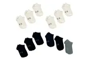 Rio 12 Pack Cotton Rich Kids Trainer School Socks Bulk Liner Black White Navy Grey