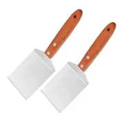 2 Pcs Spatula Turner Metal Stainless Steel Small Brownie Cookie Wooden Hle Heavy
