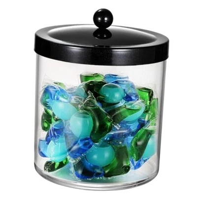 Premium Apothecary Jar - 50 Oz. Large Clear Plastic Container 50 Ounces Black