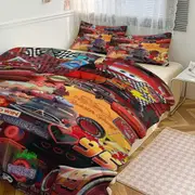 Bed Sheets g27 Cars Lightning McQueen Print Bedding Set Pattern Duvet Cove Set 3 Pieces 1 Quilt Cover And 2 Pillowcases for Women Men Teens tq27 Bed