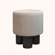 Bedroom Makeup Stool, French Dressing Chair, Dressing Table Stool, Round Nail Art Chair, Compact Makeup Chair, Suitable for Multiple Spaces,Apricot Teddy Velvet