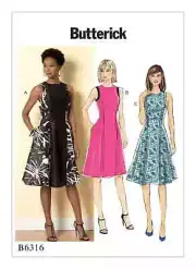 Butterick Sewing Pattern B6316 Misses Dresses Sleeveless Fit Flare Sizes 8-16 UC
