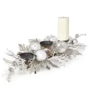 Martha Stewart Woodland Shimmer Branch and Silver-Tone Ornament Candle Holder