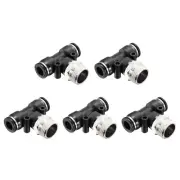 5pcs Male Branch Tee 3/8" Tube OD x 1/2" NPT Thread PT3/8-N04, Black