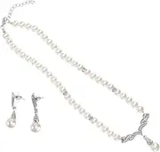 [ROMISBABA] Stylish Pearl Jewelry Set Necklace and Earrings Exquisite Pearl Design for Girls