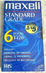 NEW! Maxell Standard Grade T-120 Blank Video Recording Cassette VHS Tape 6 hours