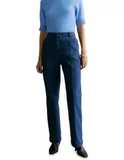 [Trenery] Denim Pintuck Pant in Mid Blue Denim
