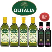 在飛比找momo購物網優惠-【Olitalia 奧利塔】純橄欖油1000mlx4瓶(+摩