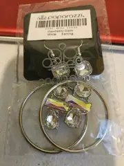Paparazzi Geometric Glam White Fish Hook Earrings