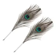 28cm/11"Feather Ballpoint Pen, 2Pcs Ink Vintage Quill Pen Refined, Peacock