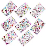 HOODANCOS 8 Sheets Self Adhesive Face Gems DIY Rhinestones for Makeup Nail Art Festival Decoration for Halloween Carnival Masquerade Parties Easy to Apply Face Jewels Stickers
