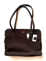 NINE WEST Brown Snap Briefcase Business Portfolio N 18435 Superlites NEVER USED