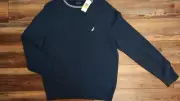 Nautica mens crewneck sweater Medium Ligth Blue 100% Cotton New